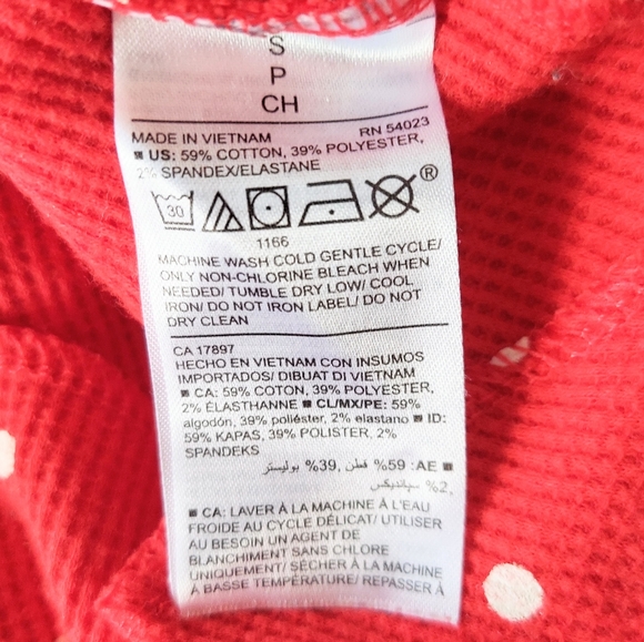 Old Navy Women's Size Small Polka Dot Thermal Waffle Knit Top Orange White - Picture 8 of 8